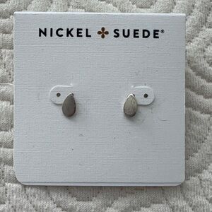 Nickel & Suede teardrop studs in Silver